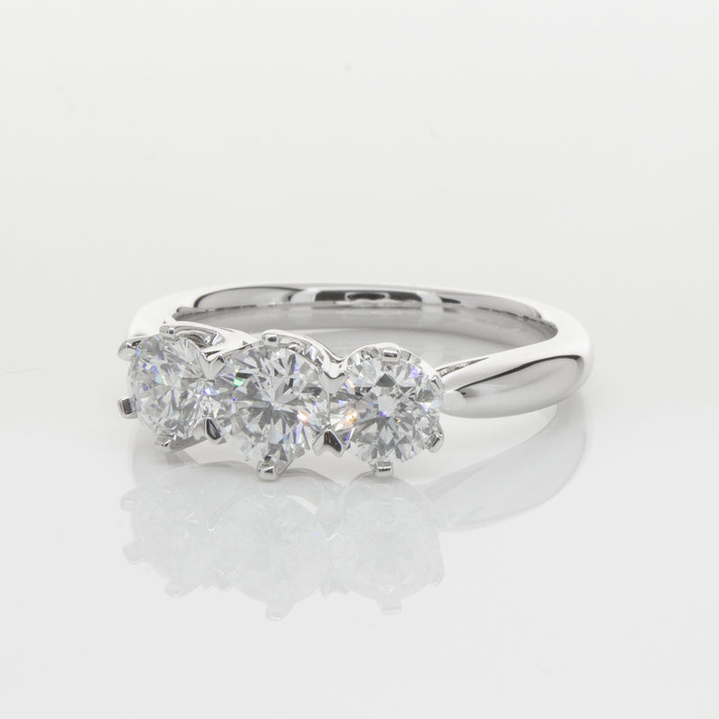 18ct White Gold 1.30ct Diamond Trilogy Ring-Ring-Walker & Hall