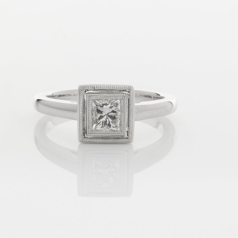 18ct White Gold .52ct Princess Cut Diamond Windsor Ring-Ring-Walker & Hall