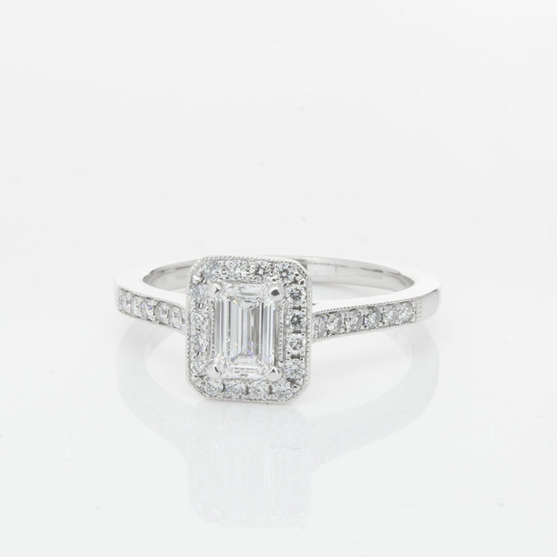 18ct White Gold .40ct Emerald Cut Diamond Aria Ring-Ring-Walker & Hall