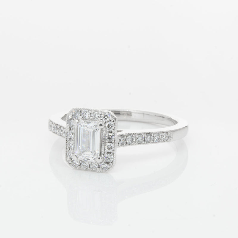 18ct White Gold .40ct Emerald Cut Diamond Aria Ring-Ring-Walker & Hall