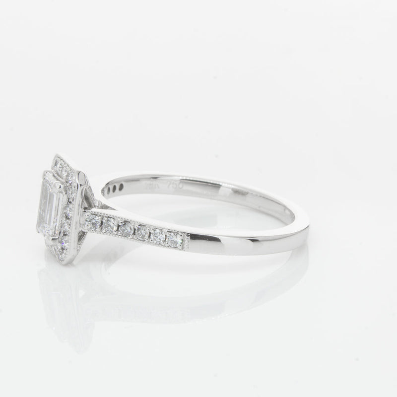 18ct White Gold .40ct Emerald Cut Diamond Aria Ring-Ring-Walker & Hall