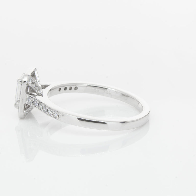 18ct White Gold .40ct Emerald Cut Diamond Aria Ring-Ring-Walker & Hall