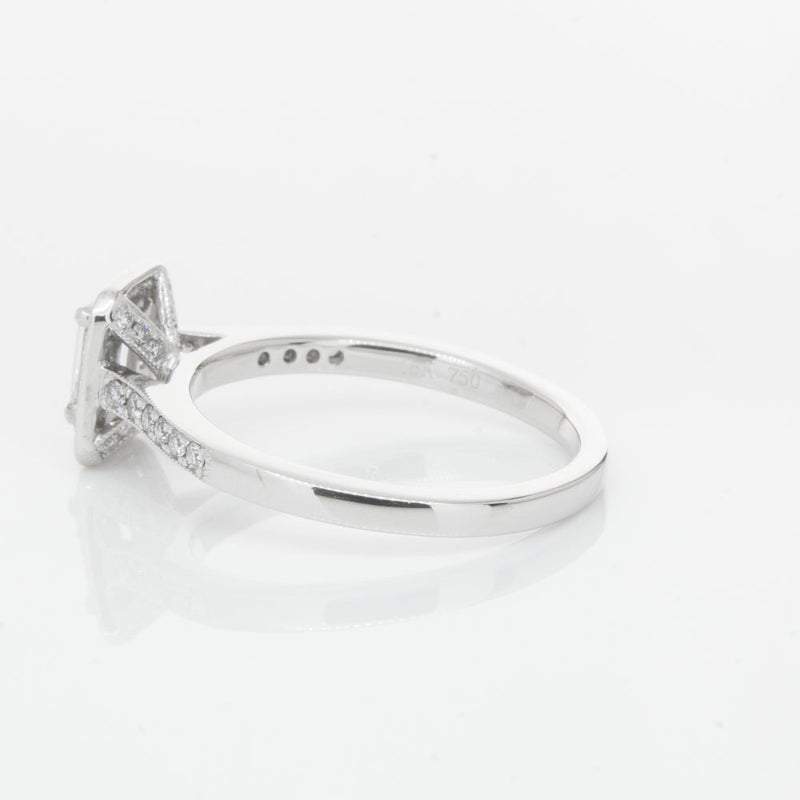18ct White Gold .40ct Emerald Cut Diamond Aria Ring-Ring-Walker & Hall