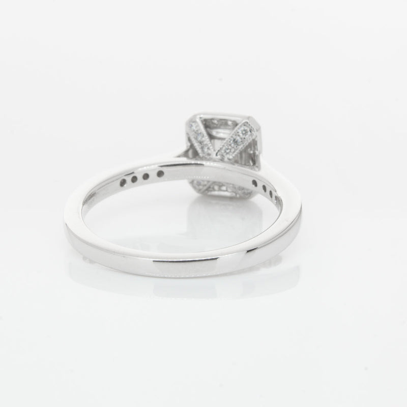 18ct White Gold .40ct Emerald Cut Diamond Aria Ring-Ring-Walker & Hall