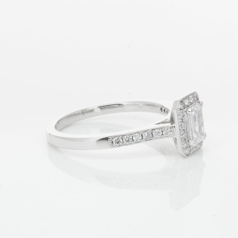 18ct White Gold .40ct Emerald Cut Diamond Aria Ring-Ring-Walker & Hall