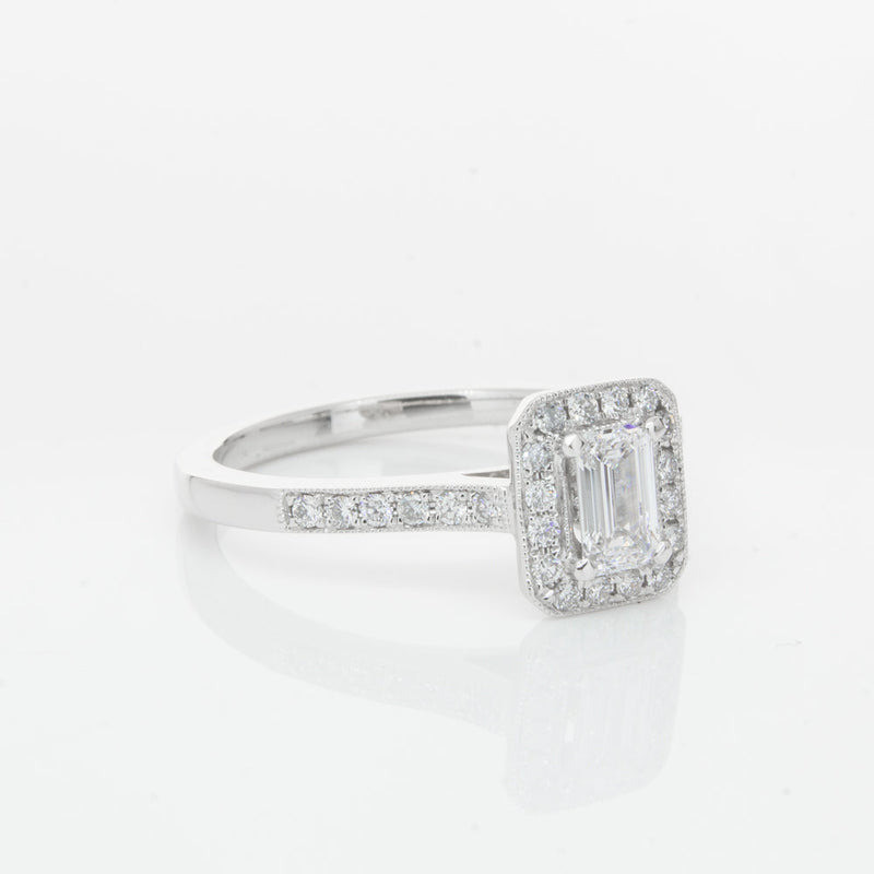 18ct White Gold .40ct Emerald Cut Diamond Aria Ring-Ring-Walker & Hall