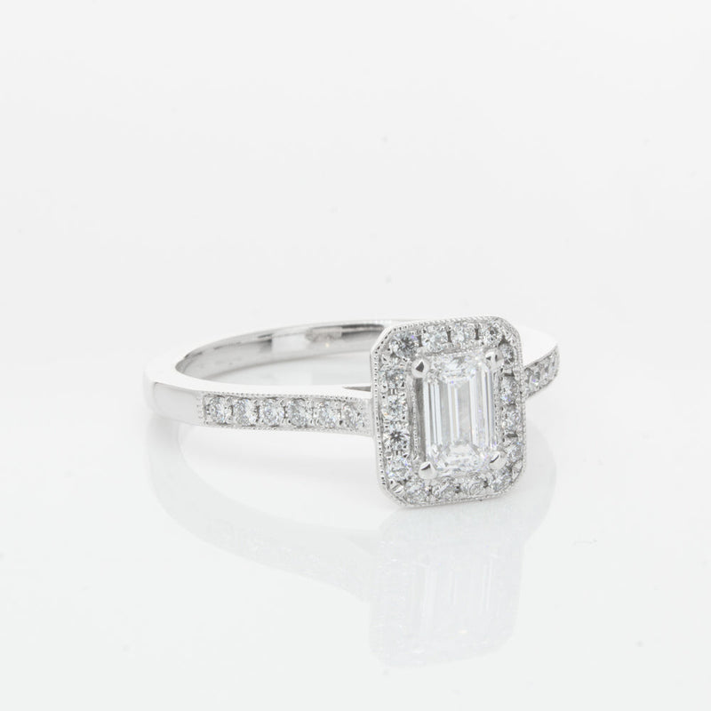 18ct White Gold .40ct Emerald Cut Diamond Aria Ring-Ring-Walker & Hall