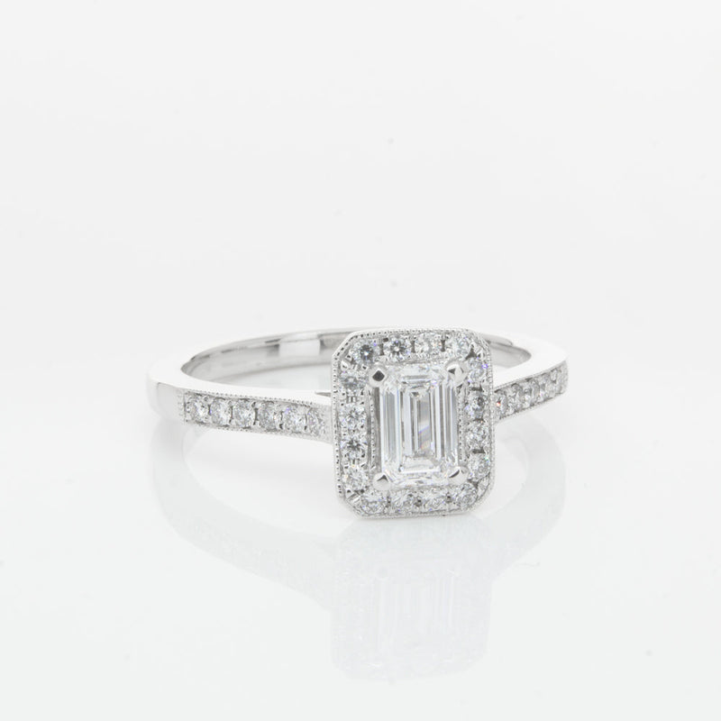 18ct White Gold .40ct Emerald Cut Diamond Aria Ring-Ring-Walker & Hall