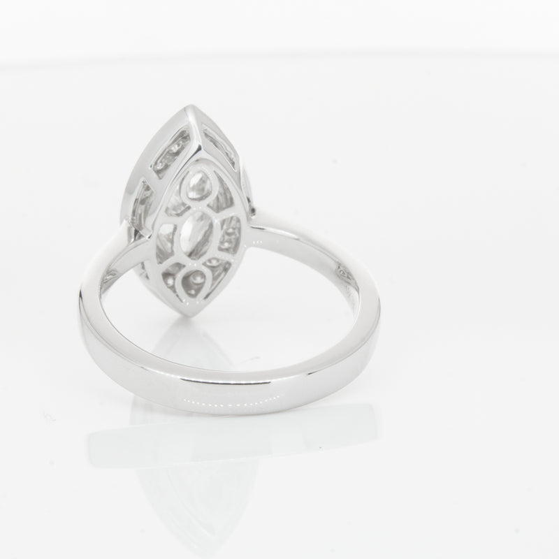 18ct White Gold 1.00ct Marquise Diamond Ring-Ring-Walker & Hall