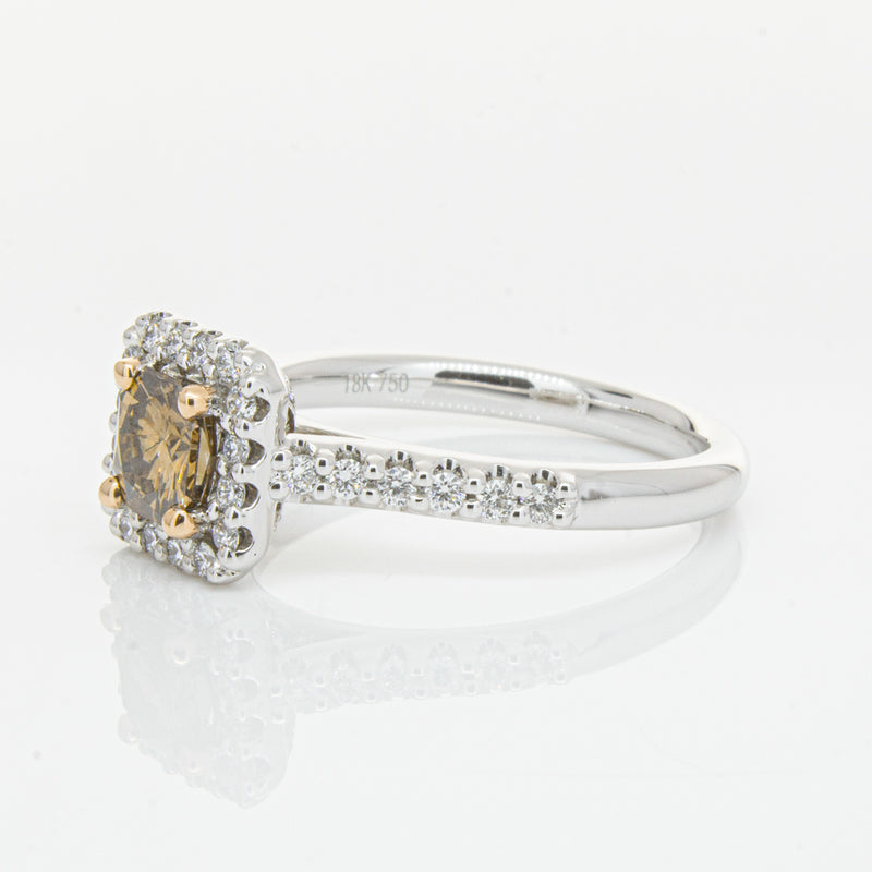 18ct White Gold .72ct Mocha Princess Cut Diamond Manhattan Ring-Ring-Walker & Hall
