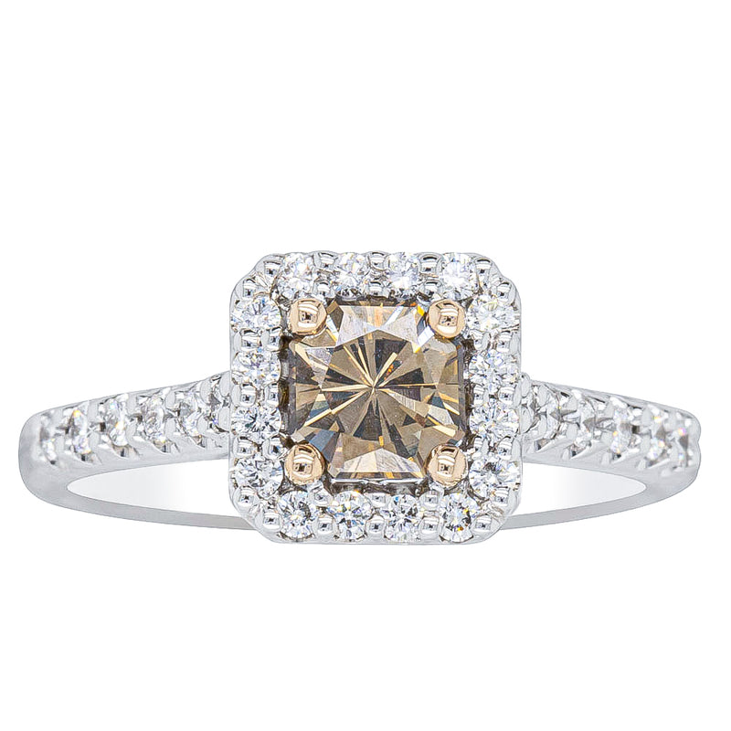 18ct White Gold .72ct Mocha Princess Cut Diamond Manhattan Ring-Ring-Walker & Hall