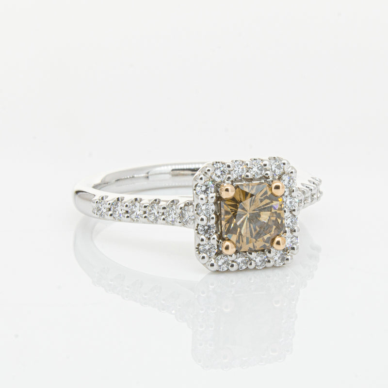 18ct White Gold .72ct Mocha Princess Cut Diamond Manhattan Ring-Ring-Walker & Hall