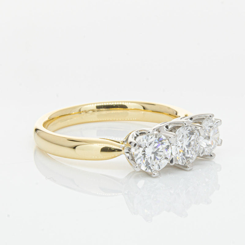 18ct Yellow Gold 1.21ct Diamond Trilogy Ring-Ring-Walker & Hall