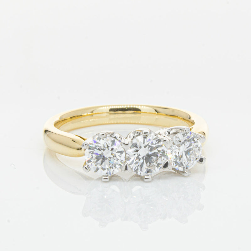 18ct Yellow Gold 1.21ct Diamond Trilogy Ring-Ring-Walker & Hall