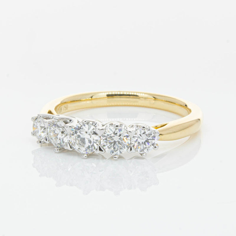 18ct Yellow Gold .80ct Diamond Pentagon Ring-Ring-Walker & Hall
