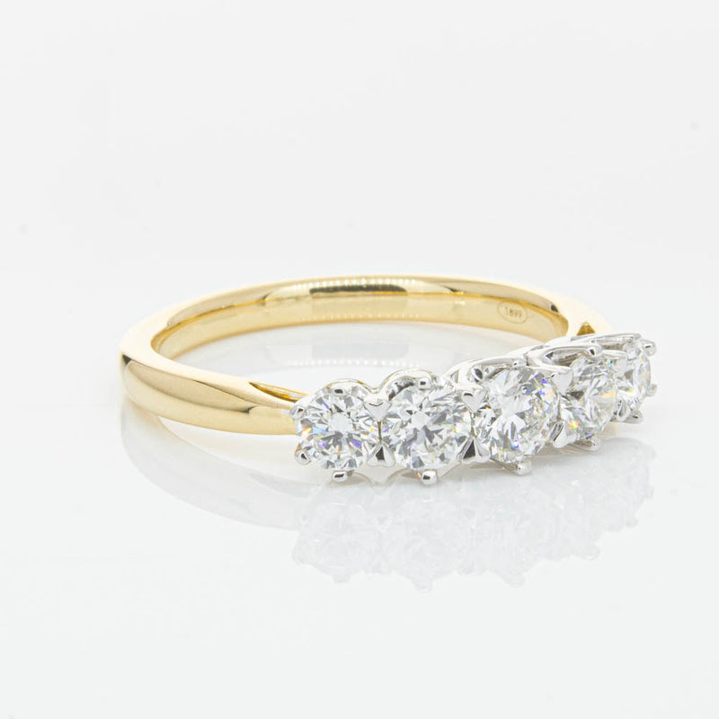 18ct Yellow Gold .80ct Diamond Pentagon Ring-Ring-Walker & Hall