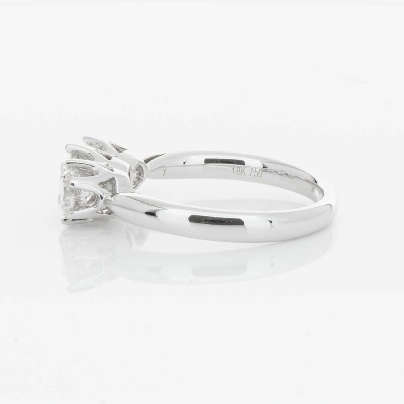 18ct White Gold 1.24ct Diamond Trilogy Ring-Ring-Walker & Hall