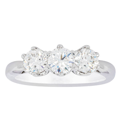 18ct White Gold 1.30ct Diamond Trilogy Ring-Ring-Walker & Hall
