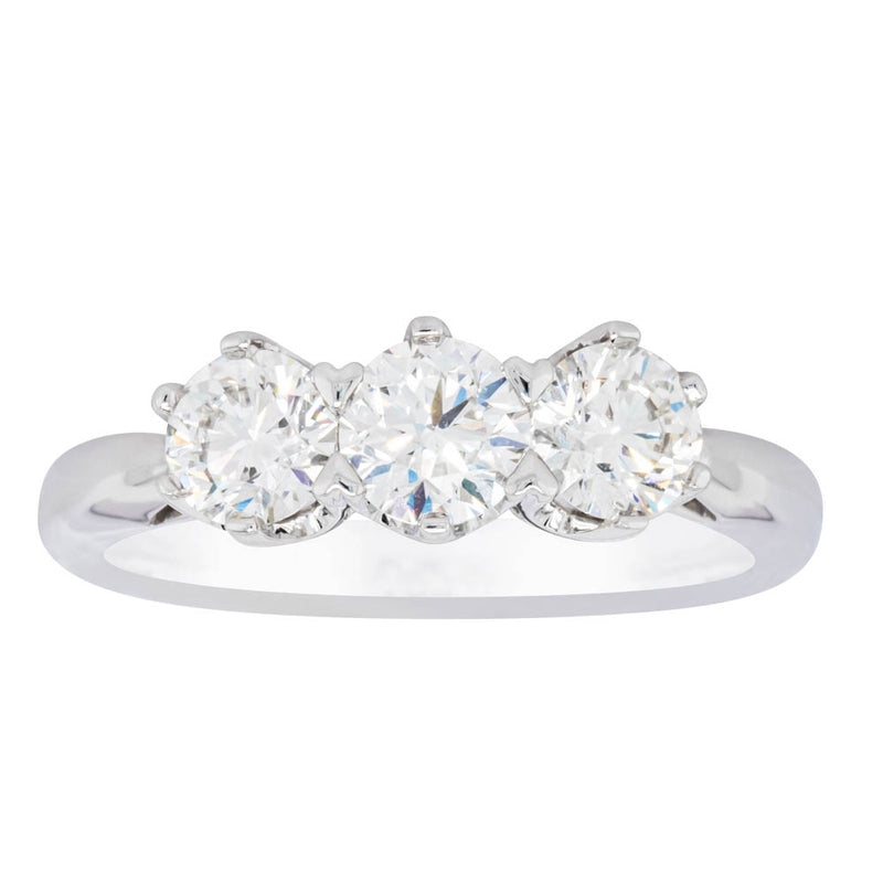 18ct White Gold 1.30ct Diamond Trilogy Ring-Ring-Walker & Hall