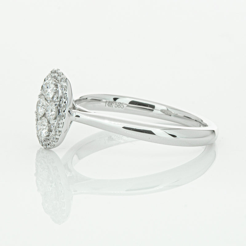14ct White Gold Diamond Oval Saturn Ring-Ring-Walker & Hall