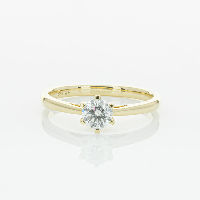 14ct Yellow Gold .40ct Diamond Lunette Ring-Ring-Walker & Hall