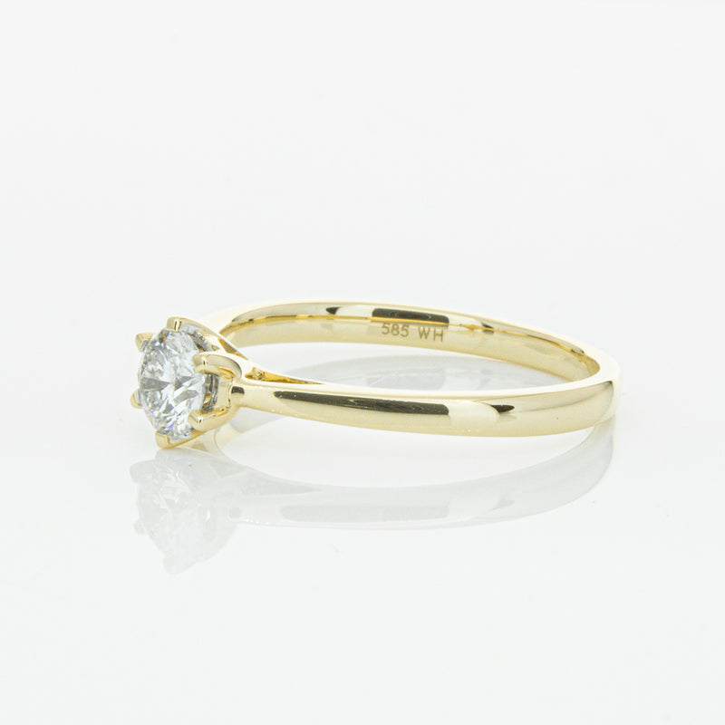 14ct Yellow Gold .40ct Diamond Lunette Ring-Ring-Walker & Hall
