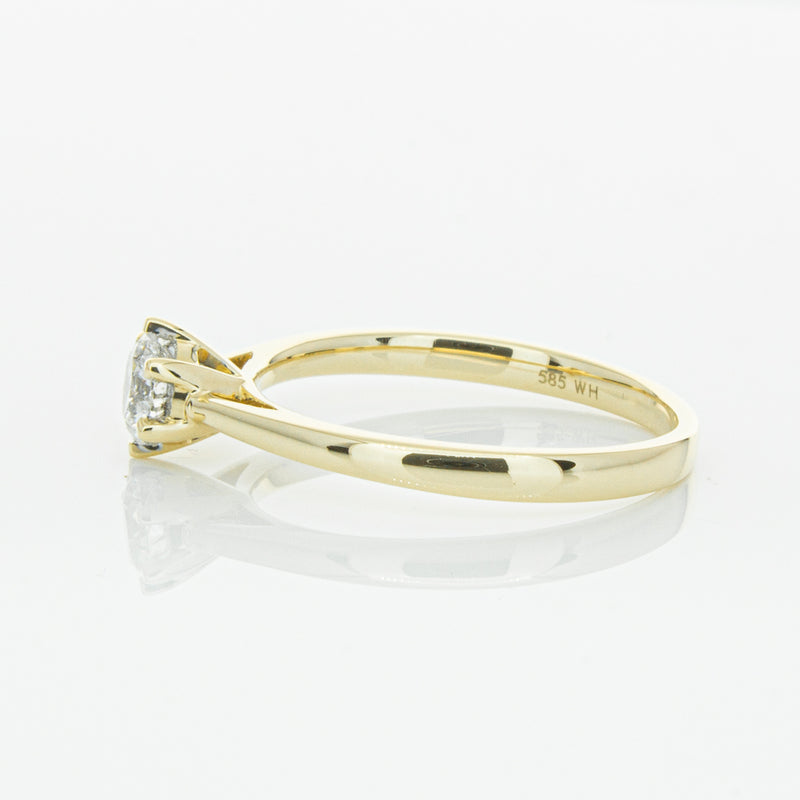 14ct Yellow Gold .40ct Diamond Lunette Ring-Ring-Walker & Hall
