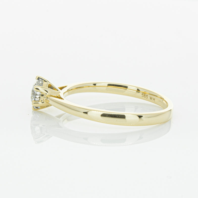 14ct Yellow Gold .40ct Diamond Lunette Ring-Ring-Walker & Hall