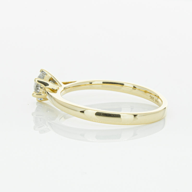 14ct Yellow Gold .40ct Diamond Lunette Ring-Ring-Walker & Hall