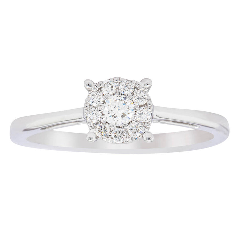 14ct White Gold Diamond Coronet Ring-Ring-Walker & Hall