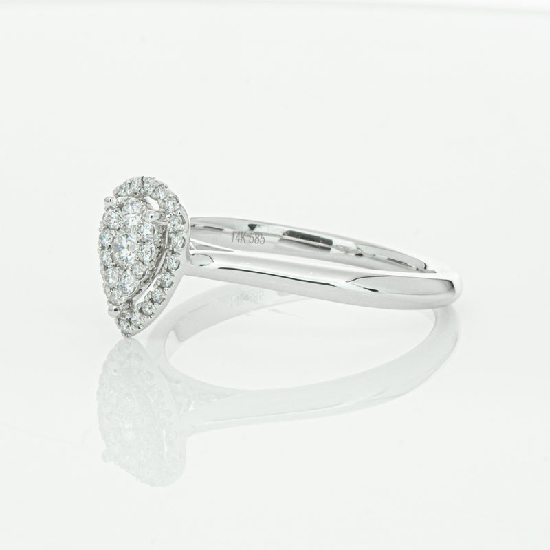 14ct White Gold Diamond Pear Saturn Ring-Ring-Walker & Hall