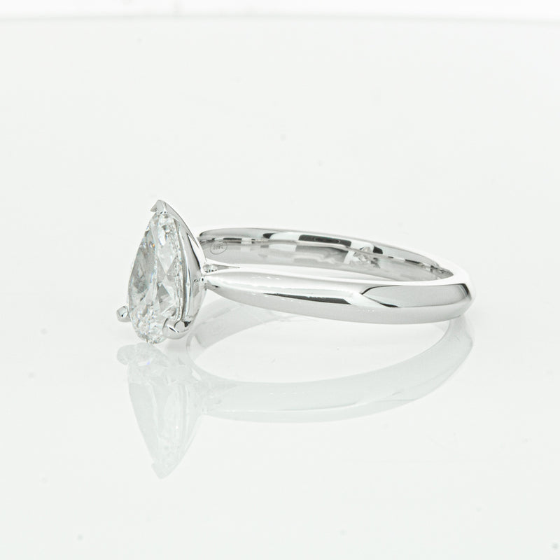 18ct White Gold 1.00ct Pear Cut Diamond Venetian Ring-Ring-Walker & Hall