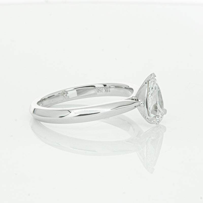 18ct White Gold 1.00ct Pear Cut Diamond Venetian Ring-Ring-Walker & Hall