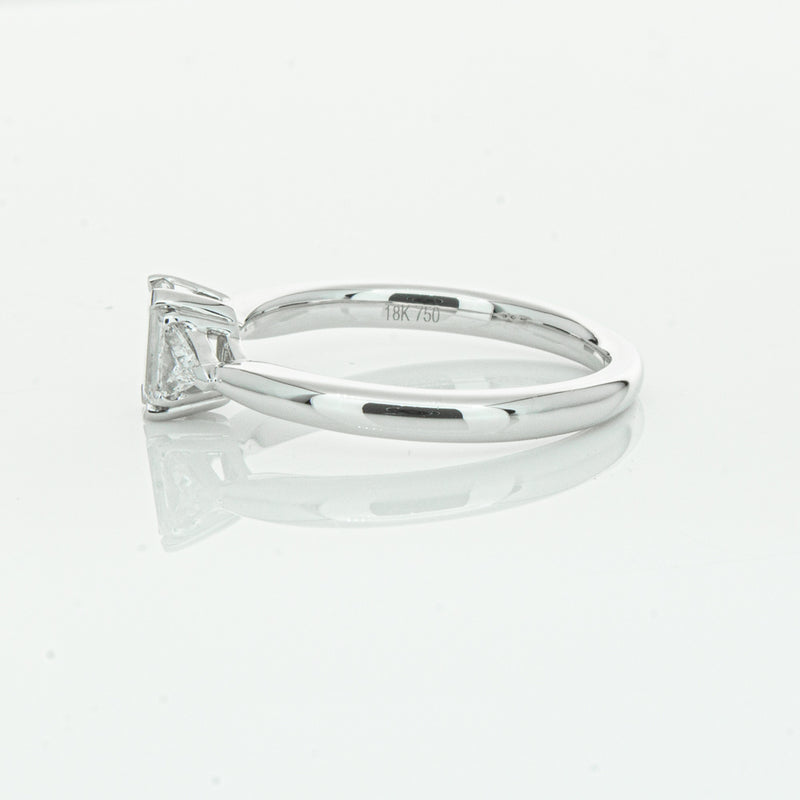 18ct White Gold .50ct Emerald Cut Diamond Ring-Ring-Walker & Hall