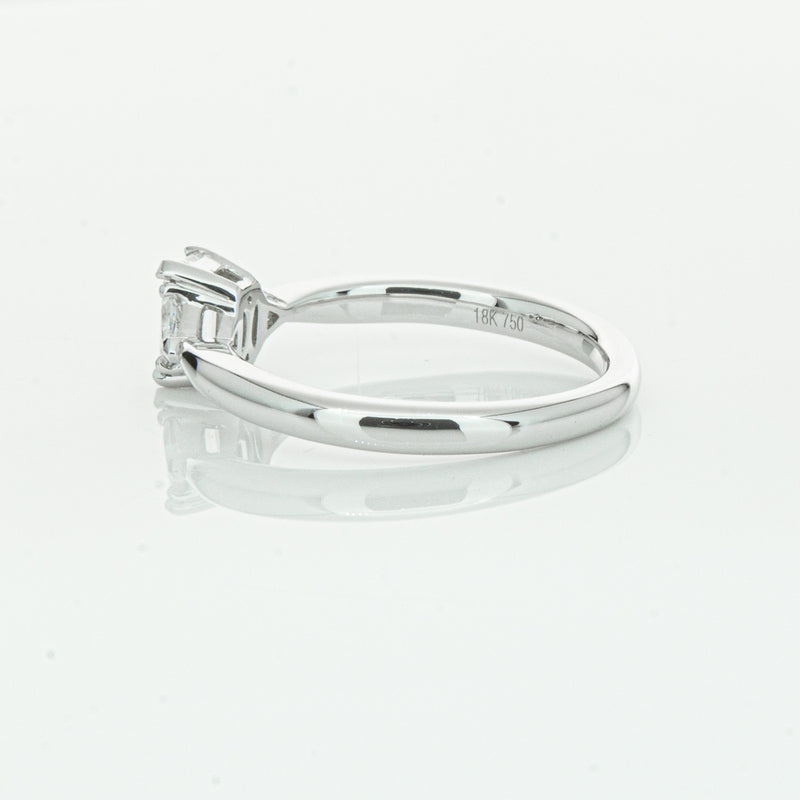 18ct White Gold .50ct Emerald Cut Diamond Ring-Ring-Walker & Hall