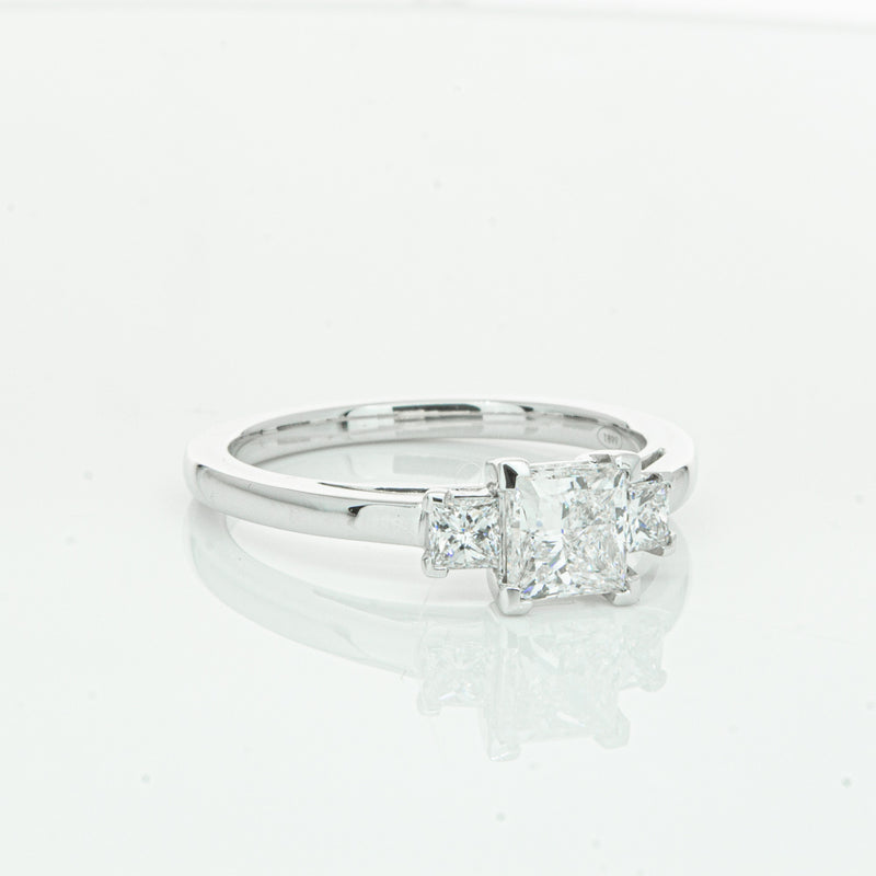 18ct White Gold .80ct Princess Cut Diamond Olympus Ring-Ring-Walker & Hall