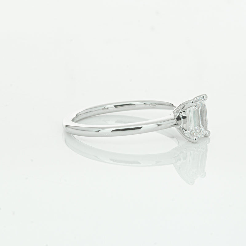 18ct White Gold .72ct Emerald Cut Diamond Melba Ring-Ring-Walker & Hall