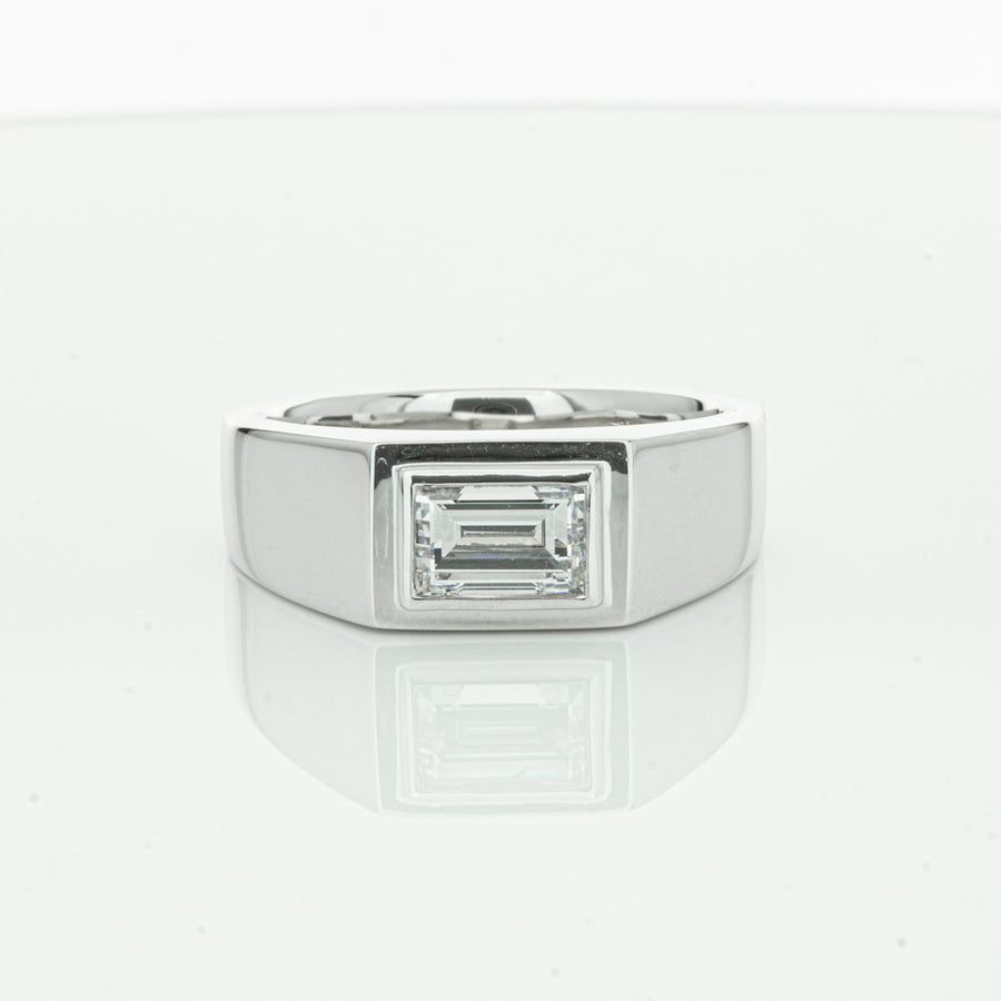 Platinum 1.40ct Baguette Diamond Mens Ring-Ring-Walker & Hall