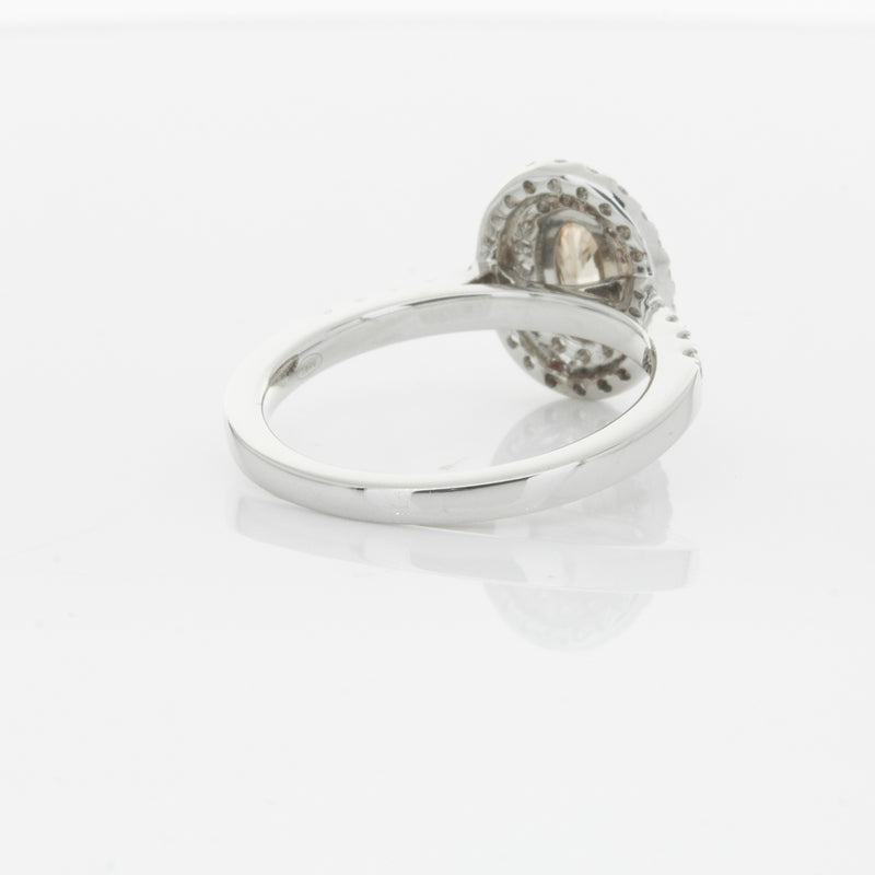 18ct White Gold .50ct Oval Cut Champagne Diamond Rosa Ring-Ring-Walker & Hall