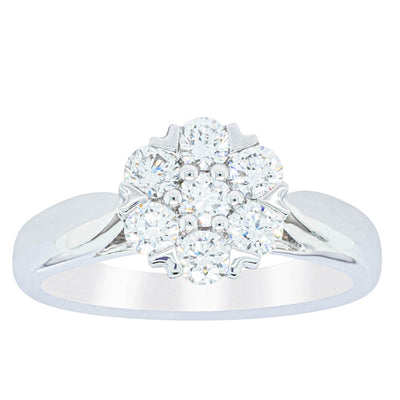 18ct White Gold .65ct Diamond Lotus Ring-Ring-Walker & Hall