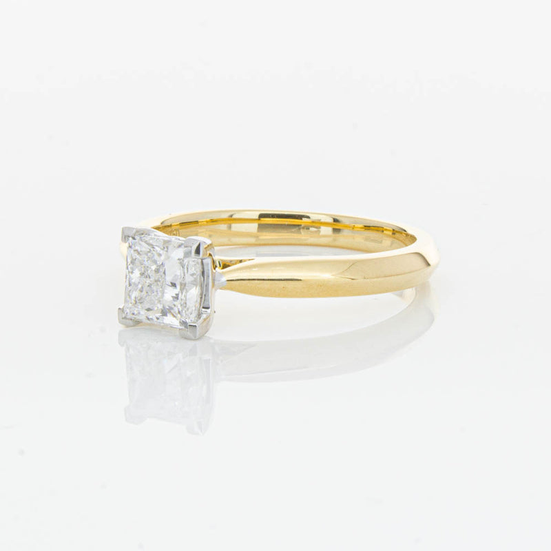 18ct Yellow Gold 1.00ct Princess Cut Diamond Venetian Ring-Ring-Walker & Hall