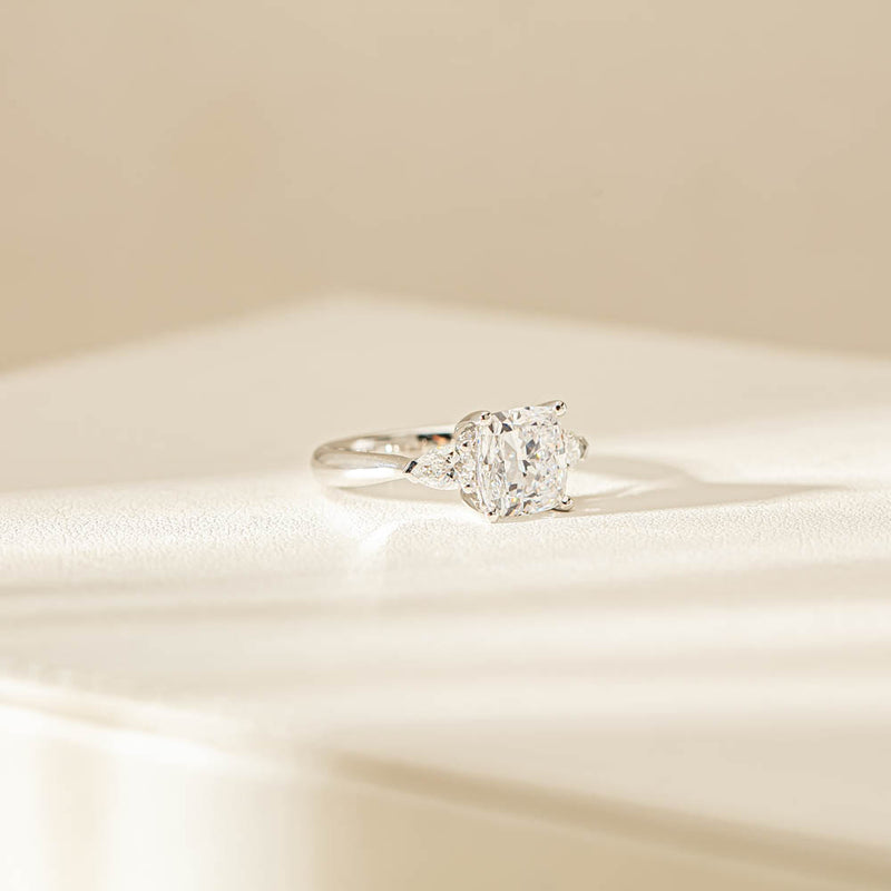 18ct White Gold Cushion Cut Diamond Ayla Ring-Ring-Walker & Hall