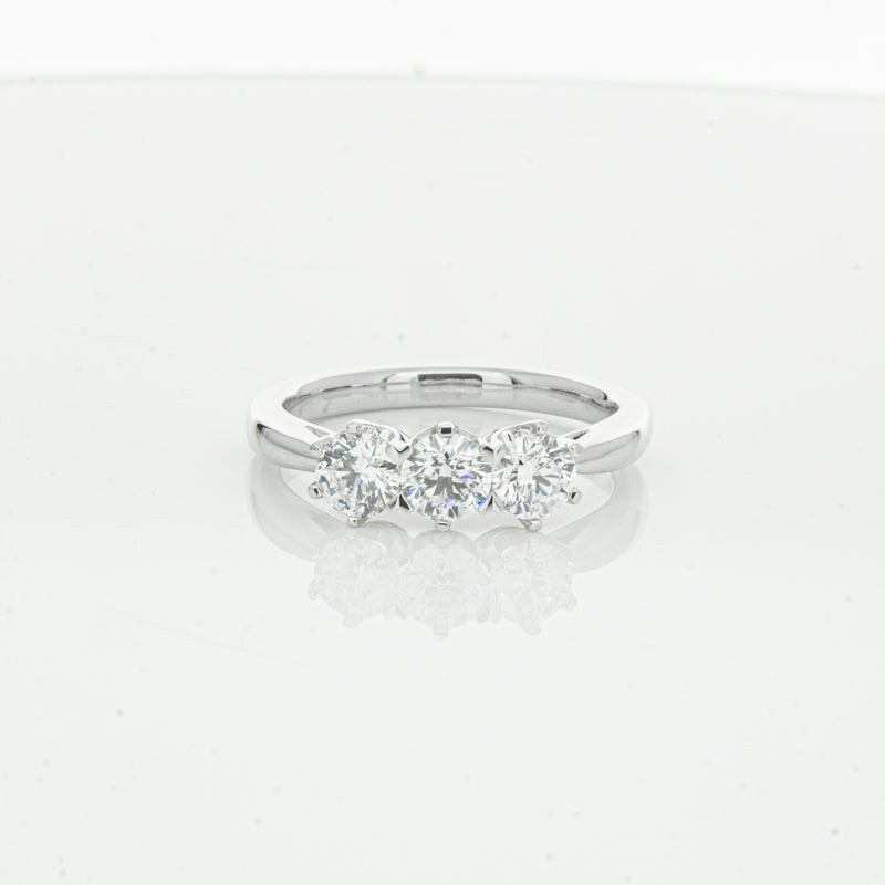 18ct White Gold .94ct Diamond Trilogy Ring-Ring-Walker & Hall
