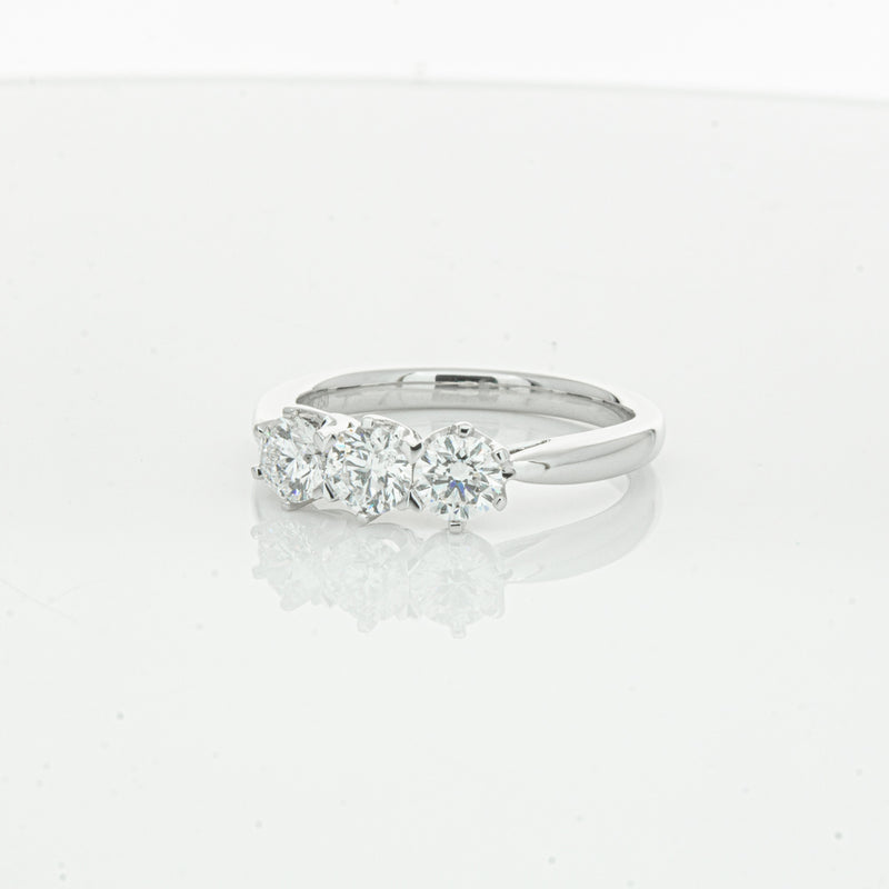 18ct White Gold .94ct Diamond Trilogy Ring-Ring-Walker & Hall