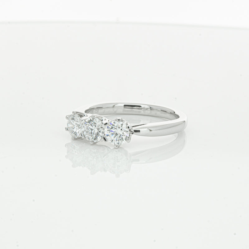18ct White Gold .94ct Diamond Trilogy Ring-Ring-Walker & Hall