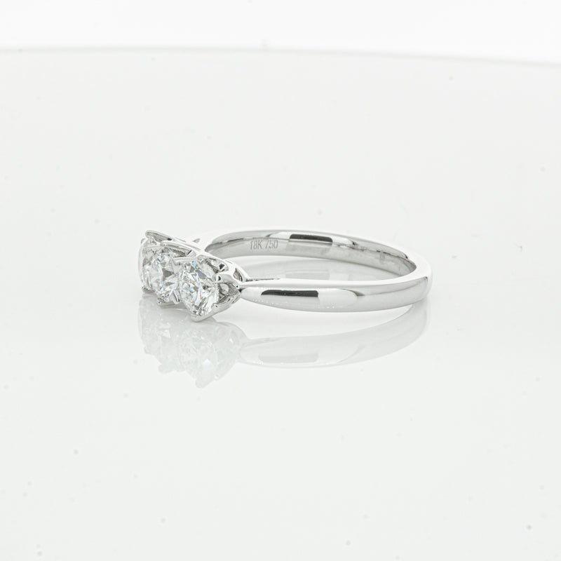 18ct White Gold .94ct Diamond Trilogy Ring-Ring-Walker & Hall