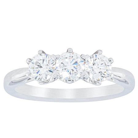 18ct White Gold .94ct Diamond Trilogy Ring-Ring-Walker & Hall