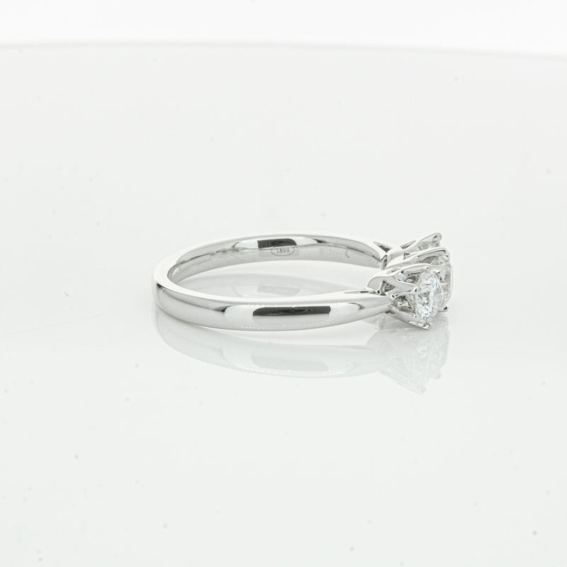 18ct White Gold .94ct Diamond Trilogy Ring-Ring-Walker & Hall