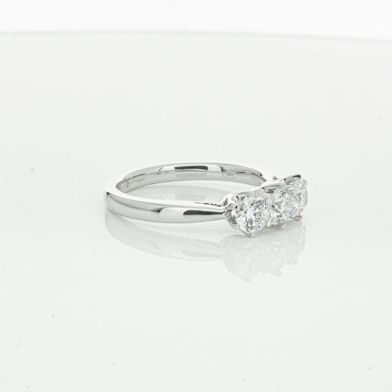 18ct White Gold .94ct Diamond Trilogy Ring-Ring-Walker & Hall