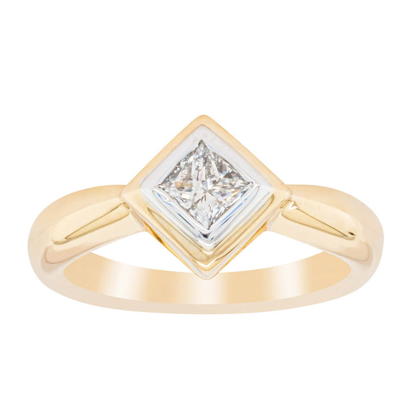Deja Vu 18ct Yellow Gold .36ct Princess Cut Diamond Ring-Ring-Walker & Hall